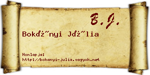 Bokányi Júlia névjegykártya